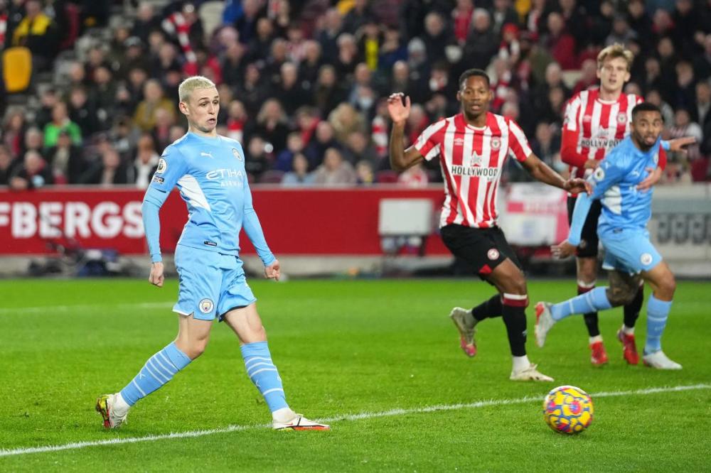  福登手术刀直塞曼城客场一球小胜布伦特福德